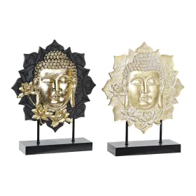 Statua Decorativa DKD Home Decor 27 x 8 x 33,5 cm Nero Dorato Buddha Orientale (2 Unità) di DKD Home Decor, Soprammobili - Ri...