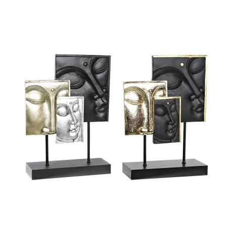 Statua Decorativa DKD Home Decor 22,5 x 8 x 30,7 cm Nero Dorato Buddha Orientale (2 Unità) di DKD Home Decor, Soprammobili - ...