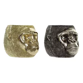 Statua Decorativa DKD Home Decor 20 x 24,5 x 18,5 cm Argentato Dorato Coloniale Gorilla (2 Unità) di DKD Home Decor, Soprammo...