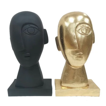 Figurine Décorative DKD Home Decor Visage Noir Doré 14,5 x 10,5 x 27,5 cm (2 Unités) de DKD Home Decor, Objets de décoration ...