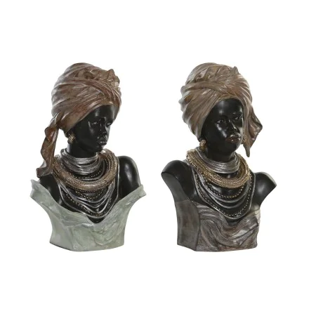 Statua Decorativa DKD Home Decor 26 x 17 x 40 cm Nero Beige Coloniale Africana (2 Unità) di DKD Home Decor, Soprammobili - Ri...