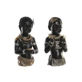 Figurine Décorative DKD Home Decor 20,5 x 18 x 35 cm Noir Colonial Africaine (2 Unités) de DKD Home Decor, Objets de décorati...