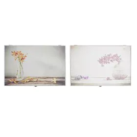 Couvercle DKD Home Decor Compteur Fleurs Bois MDF 2 Unités 46,5 x 6 x 31,5 cm de DKD Home Decor, Armoires et étagères - Réf :...