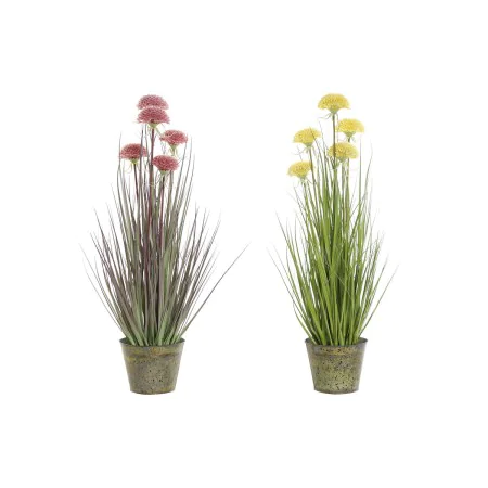 Plante décorative DKD Home Decor 30 x 30 x 78 cm Rose Métal Jaune PVC (2 Unités) de DKD Home Decor, Plantes artificielles - R...