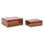 Caja-Joyero DKD Home Decor Metal Cristal Rojo Dorado Madera MDF 25 x 18 x 10 cm (2 Unidades) de DKD Home Decor, Organizadores...