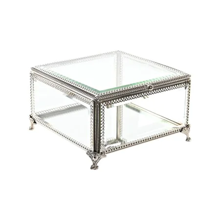 Boîte à bijoux DKD Home Decor Verre Métal 16 x 16 x 10 cm Argenté Transparent de DKD Home Decor, Organiseurs de bijoux - Réf ...