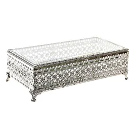 Jewelry box DKD Home Decor Crystal Silver Metal (25,5 x 12,5 x 7,5 cm) by DKD Home Decor, Wardrobe Jewellery Organisers - Ref...