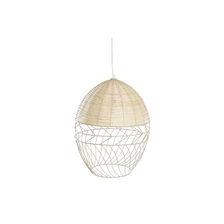 Candeeiro de teto DKD Home Decor Metal Branco Marrom claro Rotim 50 W (30 x 30 x 38 cm) de DKD Home Decor, Iluminação de teto...