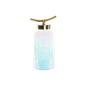 Jarrón DKD Home Decor Cristal Azul Dorado Metal Mediterráneo (19 x 15 x 33 cm) (Ø 14 cm) de DKD Home Decor, Jarrones - Ref: S...