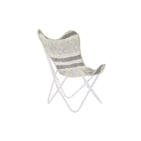 Chaise de jardin DKD Home Decor Gris Coton Blanc Fer (74 x 65 x 90 cm) de DKD Home Decor, Fauteuils - Réf : S3032034, Prix : ...