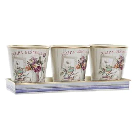 Set de pots DKD Home Decor Rose Doré PVC Aluminium Shabby Chic 38 x 13 x 14 cm (3 Pièces) de DKD Home Decor, Pots de fleurs -...