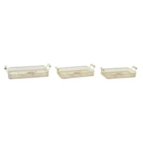 Set di Vassoi DKD Home Decor Rosa Metallo Alluminio 8 cm 40 x 21 x 8 cm (3 Unità) di DKD Home Decor, Piatti e teglie - Rif: S...