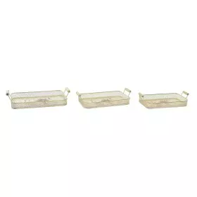 Set of trays DKD Home Decor Pink Metal Aluminium 8 cm 40 x 21 x 8 cm (3 Units) by DKD Home Decor, Plates and dishes - Ref: S3...