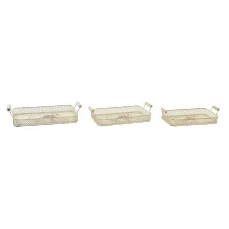 Juego de Bandejas DKD Home Decor Rosa Metal Aluminio 8 cm 40 x 21 x 8 cm (3 Unidades) de DKD Home Decor, Platos y fuentes - R...