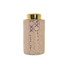 Vaso DKD Home Decor Porcelana Cor de Rosa Dourado Oriental (17 x 17 x 32 cm) de DKD Home Decor, Jarrões - Ref: S3032084, Preç...