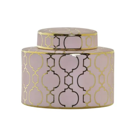 Vaso DKD Home Decor Porcelana Cor de Rosa Dourado Oriental Cromado 18 x 18 x 16 cm de DKD Home Decor, Jarrões - Ref: S3032088...