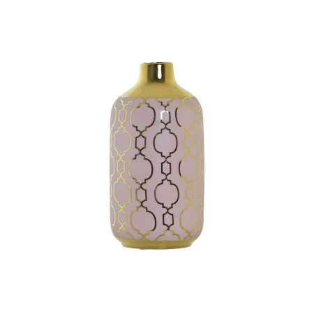 Jarrón DKD Home Decor 13 x 13 x 26 cm Porcelana Rosa Dorado Oriental Cromado de DKD Home Decor, Jarrones - Ref: S3032090, Pre...