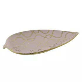 Centerpiece DKD Home Decor 27,5 x 16 x 3 cm Pink Golden Oriental Chromed Leaf of a plant by DKD Home Decor, Ornaments - Ref: ...