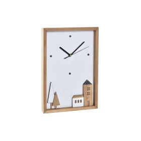 Orologio da Parete DKD Home Decor Bianco Marrone Legno Case Città 20 x 4 x 30 cm di DKD Home Decor, Orologi da parete - Rif: ...