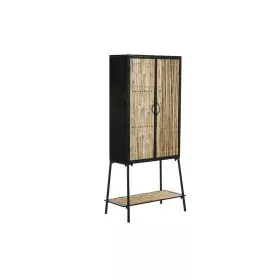 Aparador DKD Home Decor Preto Natural Metal Rotim 65 x 35 x 130,5 cm de DKD Home Decor, Armários e aparadores - Ref: S3032161...