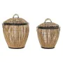 Set di Cesti DKD Home Decor Nero Naturale Metallo Rattan 48 x 48 x 55 cm (2 Unità) di DKD Home Decor, Scatole decorative - Ri...