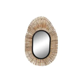 Wall mirror DKD Home Decor Mirror Natural Black Metal Rattan (63 x 1,5 x 92 cm) by DKD Home Decor, Wall-Mounted Mirrors - Ref...