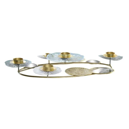 Pot à Bougie DKD Home Decor Miroir Doré Métal Menthe Nénuphar (54 x 33 x 8 cm) de DKD Home Decor, Bougeoirs et chandeliers - ...