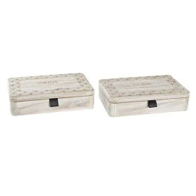 Caixa Decorativa DKD Home Decor Natural Madeira MDF 28 x 18 x 6,5 cm (2 Unidades) de DKD Home Decor, Caixas - Ref: S3032244, ...