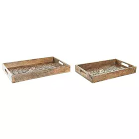 Set of trays DKD Home Decor 2 Units Brown Dark brown Mango wood (2 Units) by DKD Home Decor, Plates and dishes - Ref: S303226...