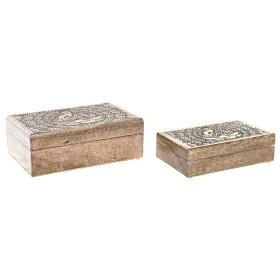 Box-Schmuckkästchen DKD Home Decor Braun Mango-Holz 25 x 17 x 9 cm Dunkelbraun (2 Stück) von DKD Home Decor, Schmuckaufbewahr...