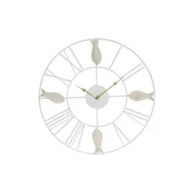 Horloge Murale DKD Home Decor 39 x 3,5 x 39 cm Métal Marron Blanc Bois MDF méditerranéen Poissons de DKD Home Decor, Pendules...