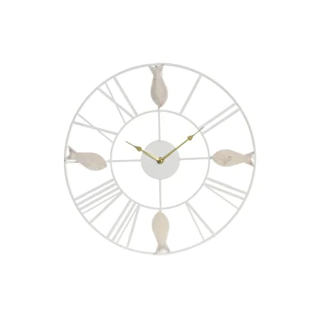 Orologio da Parete DKD Home Decor 39 x 3,5 x 39 cm Metallo Marrone Bianco Legno MDF Mediterraneo Pesci di DKD Home Decor, Oro...