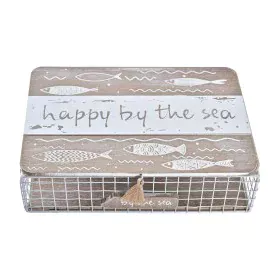 Caixa Decorativa DKD Home Decor Branco Castanho Madeira Metal 24 x 16 x 6 cm de DKD Home Decor, Caixas - Ref: S3032415, Preço...