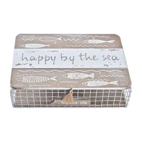 Caja Decorativa DKD Home Decor Blanco Marrón Madera Metal 24 x 16 x 6 cm de DKD Home Decor, Cajas - Ref: S3032415, Precio: 11...