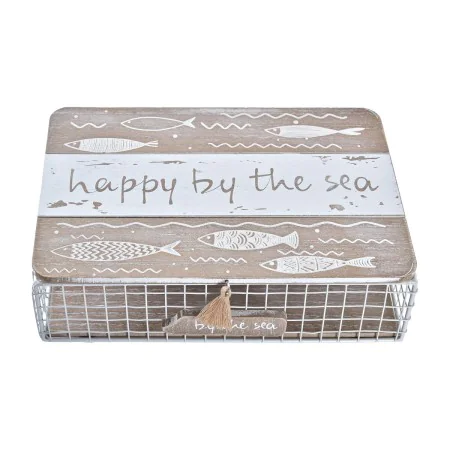 Caja Decorativa DKD Home Decor Blanco Marrón Madera Metal 24 x 16 x 6 cm de DKD Home Decor, Cajas - Ref: S3032415, Precio: 11...