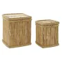 Conjunto de Cestas DKD Home Decor Natural Corda Bambu (46 x 46 x 55 cm) de DKD Home Decor, Caixas de arrumação com tampa - Re...