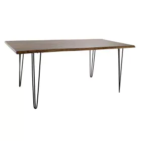 Mesa de Jantar DKD Home Decor 180 x 87 x 76 cm Preto Metal Castanho Acácia de DKD Home Decor, Jogos de móveis - Ref: S3032611...