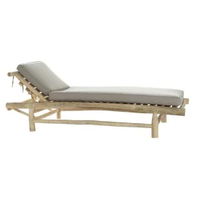 Sun-lounger DKD Home Decor Natural Teak Polyester Light grey (209 x 86 x 35 cm) by DKD Home Decor, Sunloungers - Ref: S303263...