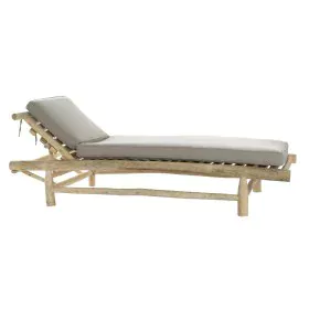 Chaise longue DKD Home Decor Naturel Teck Polyester Gris clair (209 x 86 x 35 cm) de DKD Home Decor, Bains de soleil - Réf : ...