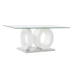 Mesa de Centro DKD Home Decor Blanco Transparente Madera Cristal Madera MDF 110 x 60 x 45 cm de DKD Home Decor, Mesas de café...