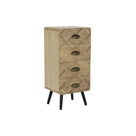 Chest of drawers DKD Home Decor Natural Black Metal MDF (37 x 30 x 80 cm) by DKD Home Decor, Chest of Drawers - Ref: S3032778...