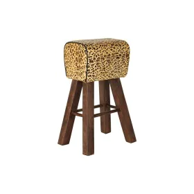 Stool DKD Home Decor Black Wood Brown Leather (43 x 35 x 75 cm) by DKD Home Decor, Barstools - Ref: S3032846, Price: 156,19 €...