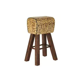 Stool DKD Home Decor Black Wood Brown Leather (43 x 35 x 75 cm) by DKD Home Decor, Barstools - Ref: S3032846, Price: 140,57 €...