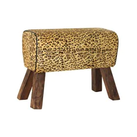 Fußstütze DKD Home Decor Schwarz Holz Braun Haut Leopard (67 x 30 x 51 cm) von DKD Home Decor, Fußhocker & Polsterhocker - Re...