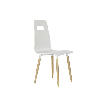 Sedia da Sala da Pranzo DKD Home Decor 43 x 50 x 88 cm Legno Bianco Caucciù Marrone Chiaro di DKD Home Decor, Sedie - Rif: S3...