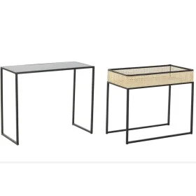 Set of 2 small tables DKD Home Decor Metal Rattan (60 x 30 x 50 cm) by DKD Home Decor, Tables - Ref: S3033085, Price: 133,11 ...