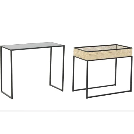 Set de 2 Tables Gigognes DKD Home Decor Métal Rotin (60 x 30 x 50 cm) de DKD Home Decor, Tables - Réf : S3033085, Prix : 133,...