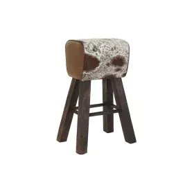 Stool DKD Home Decor Black Wood Brown Leather White (50 x 35 x 75 cm) by DKD Home Decor, Barstools - Ref: S3033107, Price: 13...