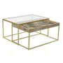 Conjunto de 2 mesas DKD Home Decor Dourado Natural Madeira Metal Cristal 90 x 60 x 45 cm de DKD Home Decor, Mesas de café - R...