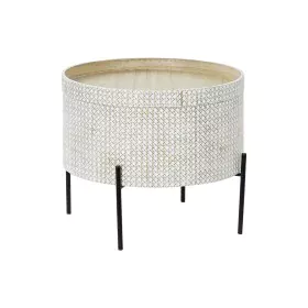 Table d'appoint DKD Home Decor Blanc Marron Doré Métal Bois MDF 45 x 45 x 39 cm de DKD Home Decor, Tables - Réf : S3033353, P...